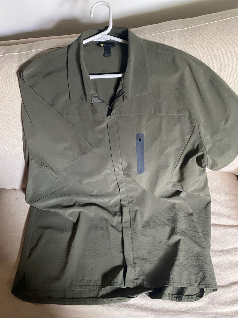 Zella Olive Green Short-Sleeve Zip Shirt Jacket